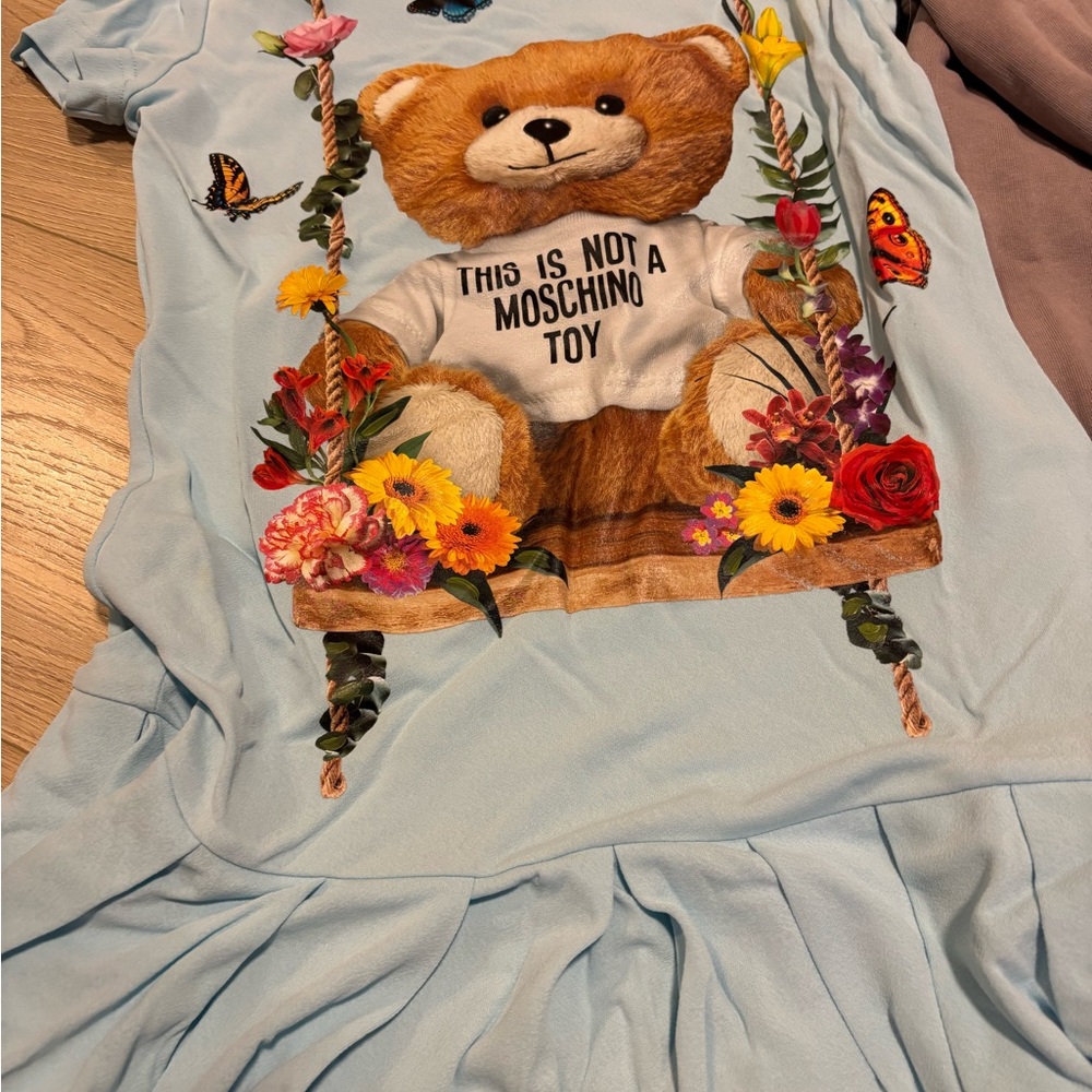 Moschino BLUE DRESS T SHIRT  Print bear with imperfections US 02